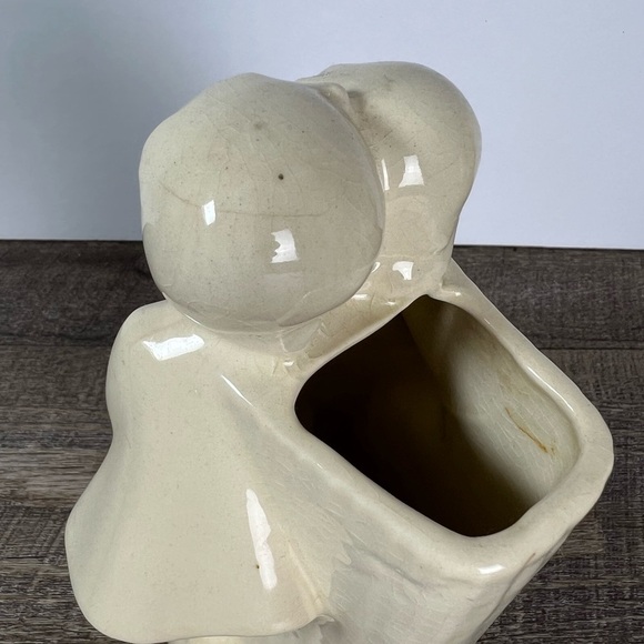 Vintage 1950s Cream Girl & Boy Vase Planter Shawnee Pottery crazed Cottage - Picture 4 of 11